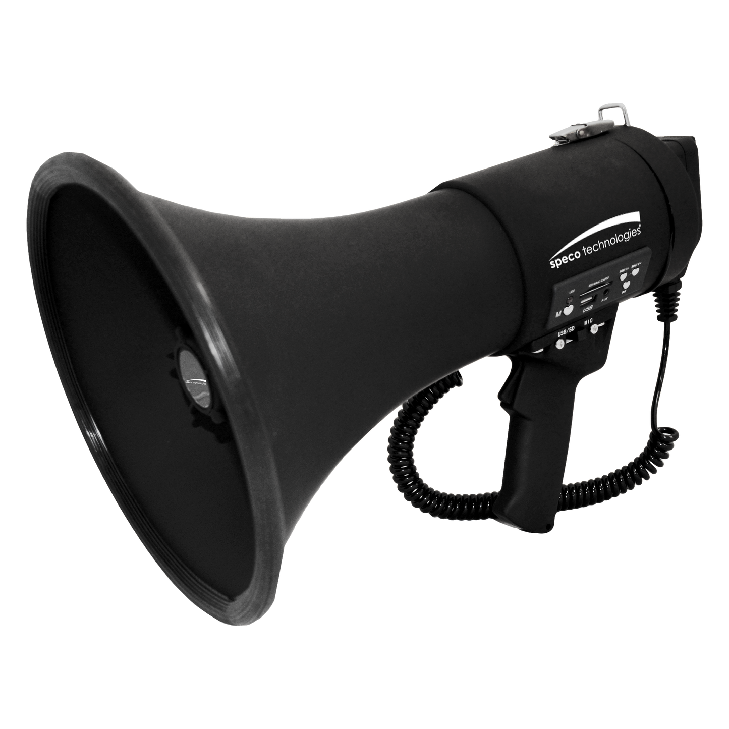 ( speco_ER390UMB ) 20 Watt Deluxe Megaphone with Siren, USB Recording & External Mic- Matte Black