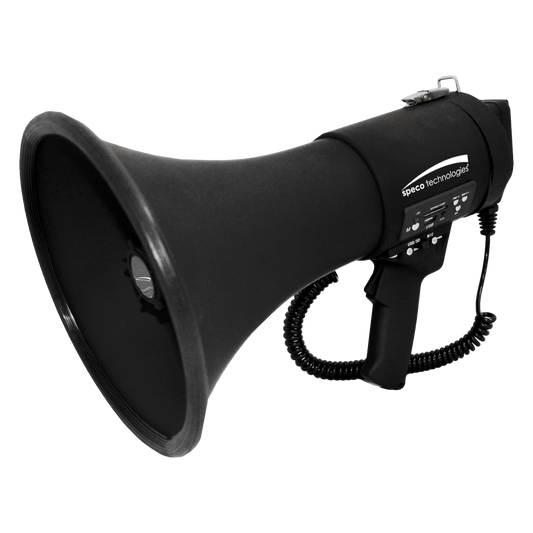 ( speco_ER390UMB ) 20 Watt Deluxe Megaphone with Siren, USB Recording & External Mic- Matte Black