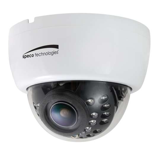 ( speco_HLED33DTW ) 2MP HD-TVI Indoor Dome w/IR, 2.8-12mm Lens, 12/24V, White Housing, TAA