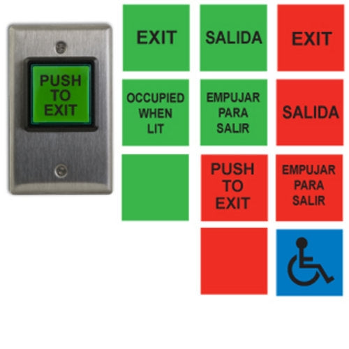 Square Illuminated Push/Exit Switch, 'UNIVERSAL' MULTI LABEL SWITCHES (CM-30U)