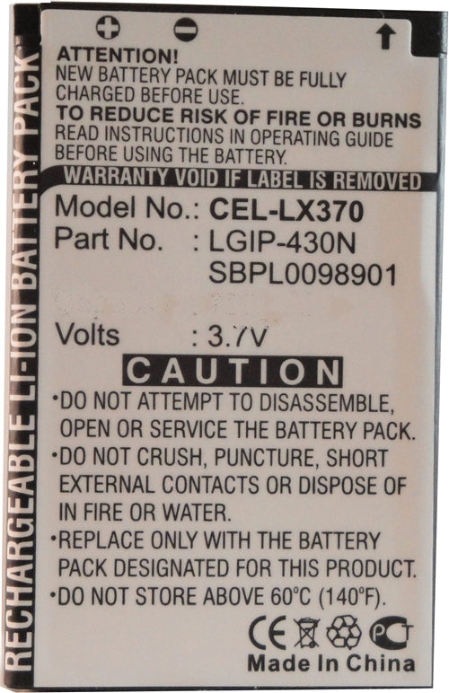 REPL. LG LX370 SLIDER BATTERY (CEL-LX370)