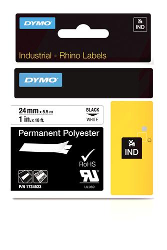 Permanent Polyester Label, Black on White, 1" (1734523)