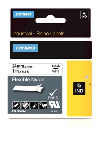 Flexible Nylon Label, Black on White, 1" (1734524)