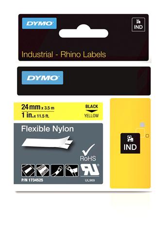 Flexible Nylon Label, Black on Yellow, 1" (1734525)