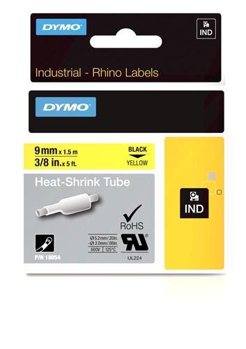 Heat Shrink Tube Label, Black on Yellow, 3/8" (18054)