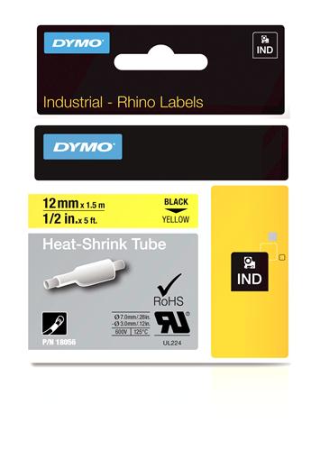 Heat Shrink Tube Label, Black on Yellow, 1/2" (18056)