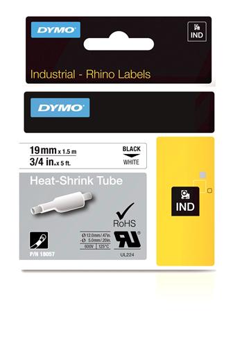 Heat Shrink Tube Label, Black on White, 3/4" (18057)