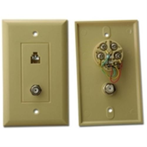 "MODULAR & VIDEO JACK WALL PLATE, IVORY" (PT-104B-F4C)