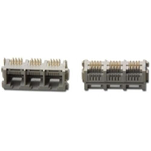 "PCB GANG JACKS 3 PORTS 8P8C, BLACK" (PT-JGN3-8X8)