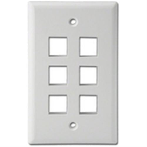 "PLASTIC WALL PLATE MODULE,6 HOLES,WHITE" (WPP-6-WH)