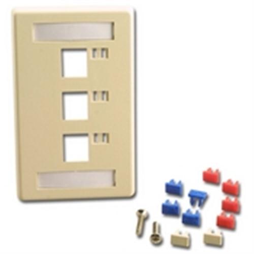 "PLASTIC WALL PLATE MODULE, 3 HOLES IVORY" (WPP-K3-IV)