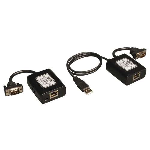 "VGA over Cat5/Cat6 Extender Kit, Transmitter and Receiver, USB-Powered, 1920x1440 at 60Hz, Up to 500-ft." (tripp_B130-101-U)