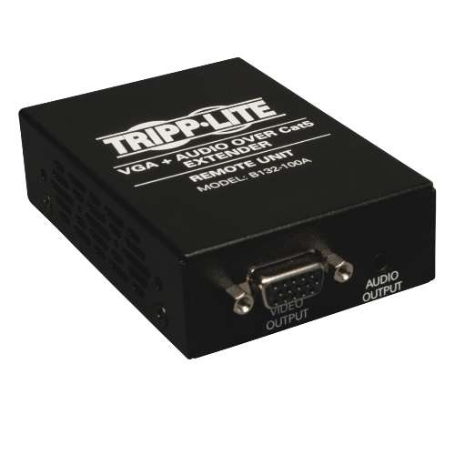 "VGA with Audio over Cat5/Cat6 Extender, Box-Style Receiver, 1920x1440 at 60Hz, Up to 1000-ft." (tripp_B132-100A)