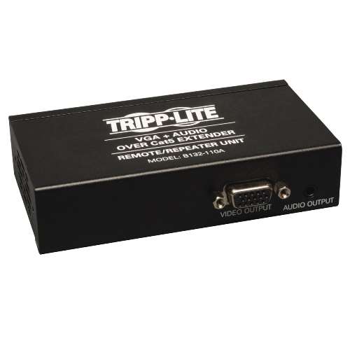 "VGA with Audio over Cat5/Cat6 Extender, Box-Style Repeater, 1920x1440 at 60Hz, Up to 1000-ft." (tripp_B132-110A)