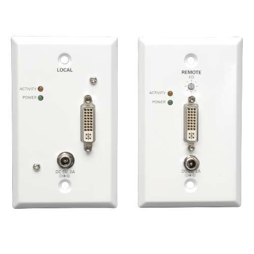 "DVI over Cat5/Cat6 Active Extender Kit, Wallplate Transmitter and Receiver, 1920x1080 at 60Hz" (tripp_B140-1A1-WP)