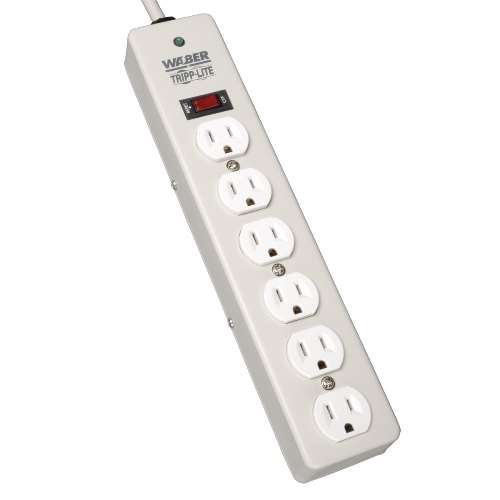 "Waber-by-Tripp Lite 6-Outlet Industrial Surge Protector, 6-ft. Cord, 1050 Joules" (tripp_DG206)