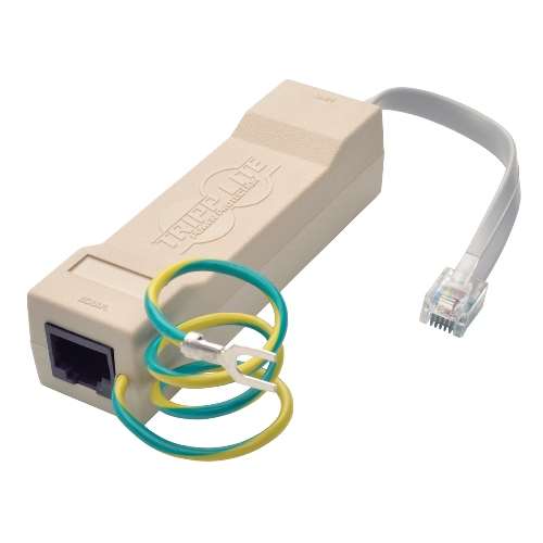 "DataShield In-Line Surge Protector for Network and Phone Lines, 2-Line RJ11/RJ45" (tripp_DTEL2)