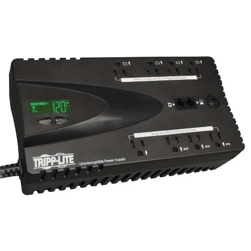 "ECO Series 120V 650VA 325W  Energy-Saving Standby UPS with USB port, LCD Display and 8 Outlets" (tripp_ECO650LCD)