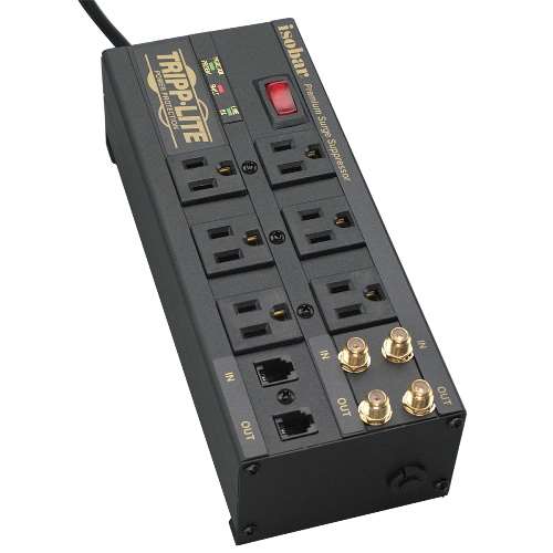 "Isobar 6-Outlet Surge Protector, 6-ft. Cord, 2850 Joules, Tel/Coax/Modem Protection" (tripp_ISOBAR6DBS)