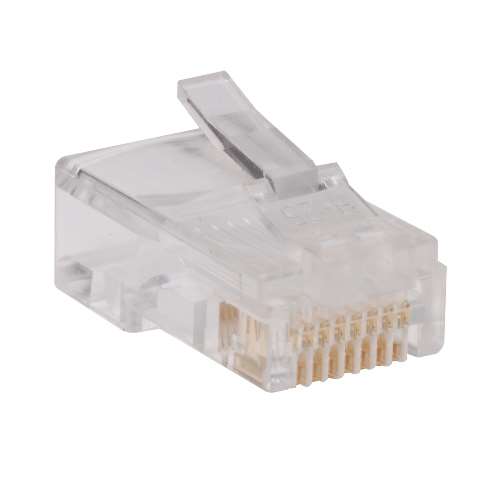 "RJ45 Plugs for Round Solid / Stranded Conductor 4-pair Cat5e Cable, 100-Pack" (tripp_N030-100)