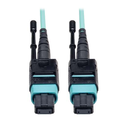 "MTP/MPO Patch Cable, 12 Fiber, 40GbE, 40GBASE-SR4, OM3 Plenum-Rated - Aqua, 2M (6-ft.)" (tripp_N844-02M-12-P)