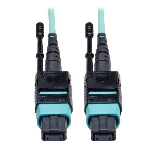 "MTP/MPO Patch Cable, 12 Fiber, 40GbE, 40GBASE-SR4, OM3 Plenum-Rated - Aqua, 5M (16-ft.)" (tripp_N844-05M-12-P)