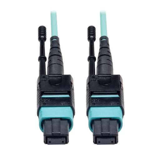 "MTP/MPO Patch Cable, 12 Fiber, 40GbE, 40GBASE-SR4, OM3 Plenum-Rated - Aqua, 10M (33-ft.)" (tripp_N844-10M-12-P)