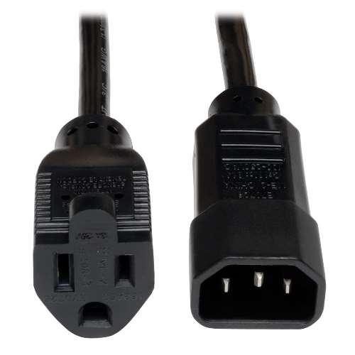 "Universal AC Power Adapter Cord, 10A, 18AWG (IEC-320-C14 to NEMA 5-15R), 2-ft." (tripp_P002-002-10A)