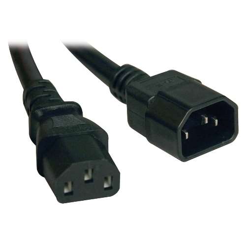 "Standard Computer Power Extension Cord, 10A, 18AWG (IEC-320-C14 to IEC-320-C13), 1-ft." (tripp_P004-001)