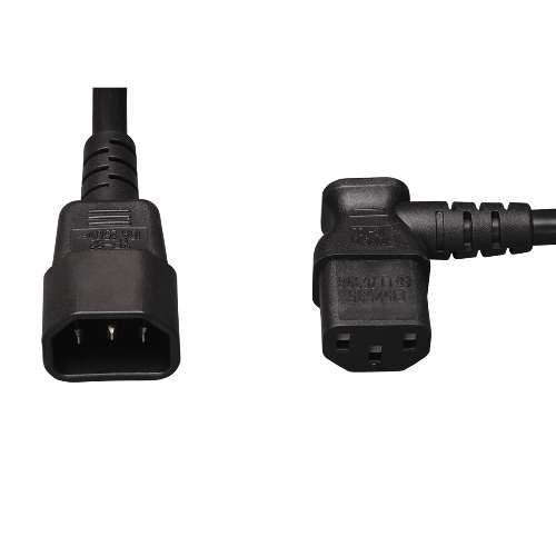 "Standard Computer Power Extension Cord, 10A, 18AWG (IEC-320-C14 to Right Angle IEC-320-C13), 2-ft." (tripp_P004-002-13RA)