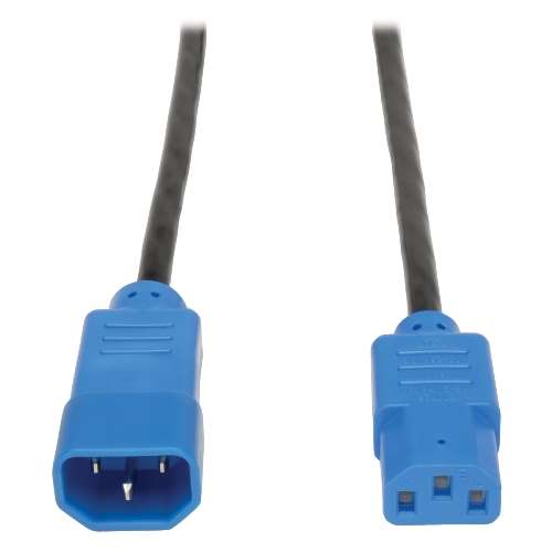 "Standard Computer Power Extension Cord, 10A, 18AWG (IEC-320-C14 to IEC-320-C13, Blue Plugs), 4-ft." (tripp_P004-004-BL)