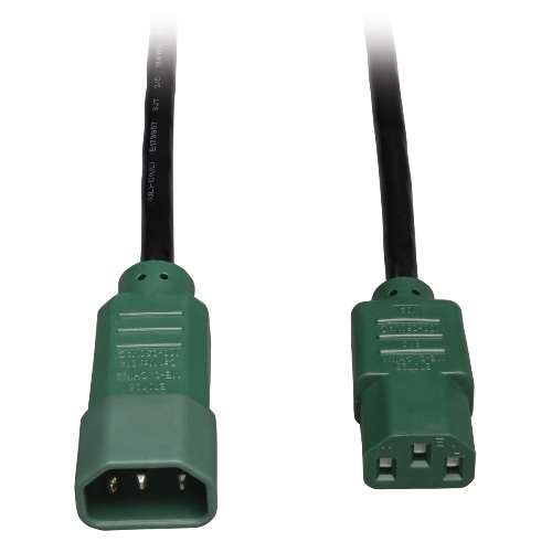 "Standard Computer Power Extension Cord, 10A, 18AWG (IEC-320-C14 to IEC-320-C13, Green Plugs), 4-ft." (tripp_P004-004-GN)