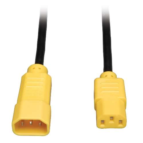 "Standard Computer Power Extension Cord, 10A, 18AWG (IEC-320-C14 to IEC-320-C13, Yellow Plugs), 4-ft." (tripp_P004-004-YW)