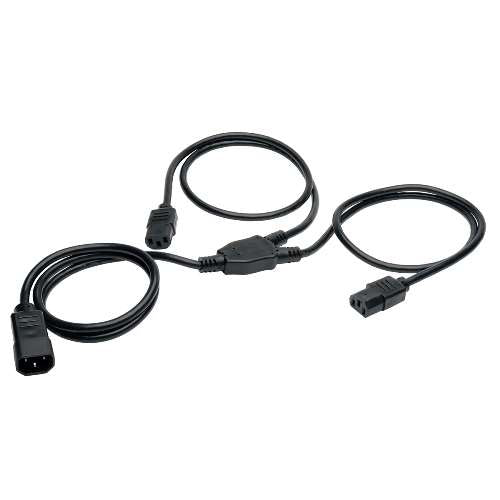 "Y Splitter Computer Power Extension Cord, 10A, 18AWG (IEC-320-C14 to 2x IEC-320-C13)" (tripp_P004-006-2C13)