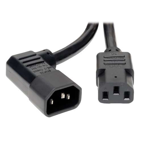 "Heavy-Duty Power Extension Cord, 15A, 14AWG (Left Angle IEC-320-C14 to IEC-320-C13, 6-ft." (tripp_P005-006-14LA)