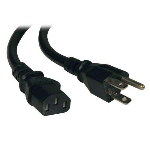 "Universal Computer Power Cord, 10A, 18AWG (NEMA 5-15P to IEC-320-C13), 1-ft." (tripp_P006-001)