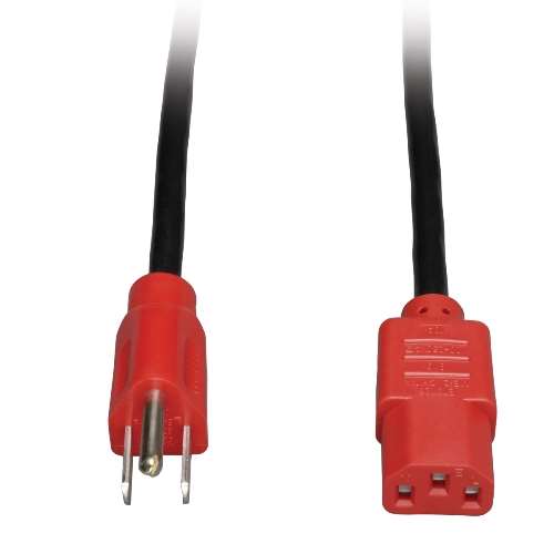 "Universal Computer Power Cord, 10A, 18AWG (NEMA 5-15P to IEC-320-C13 with Red Plugs), 4-ft." (tripp_P006-004-RD)