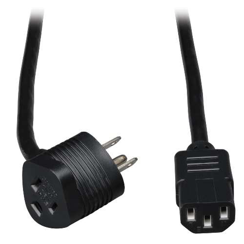 "Piggyback Power Extension Cord, 13A, 16AWG (NEMA 5-15P/R to IEC-320-C13), 6-ft" (tripp_P006-006-515MF)