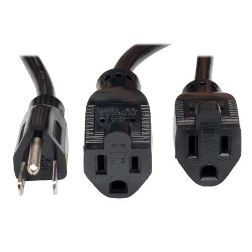 "Standard Power Extension Cord Y Splitter Cable, 13A, 16AWG (NEMA 5-15P to 2x NEMA 5-15R), 18-in." (tripp_P024-18N-13A-2R)