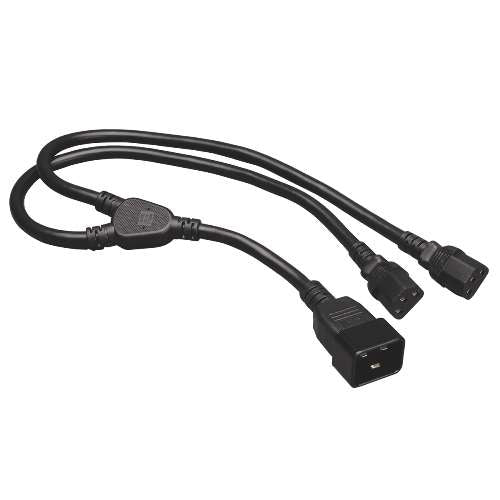 "Heavy-Duty Power Splitter Y Cable, 15A, 14AWG (IEC-320-C20 to 2x IEC-320-C13), 2-ft." (tripp_P032-002-2C13)