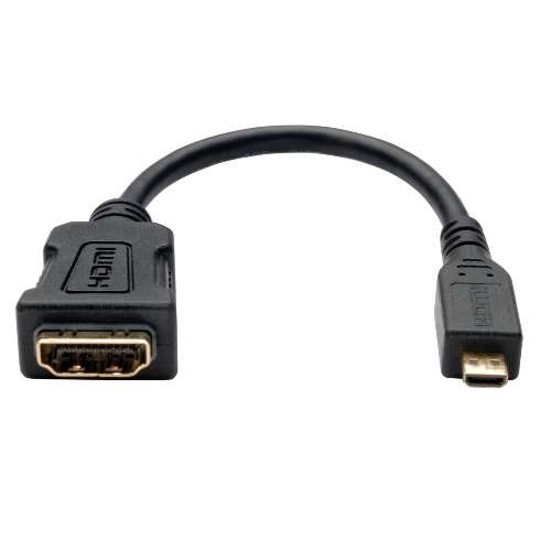 "Micro HDMI to HDMI Adapter for Ultrabook/Laptop/Desktop PC - 1920x1200/1080p, (Type D M/F), 6-in." (tripp_P142-06N-MICRO)