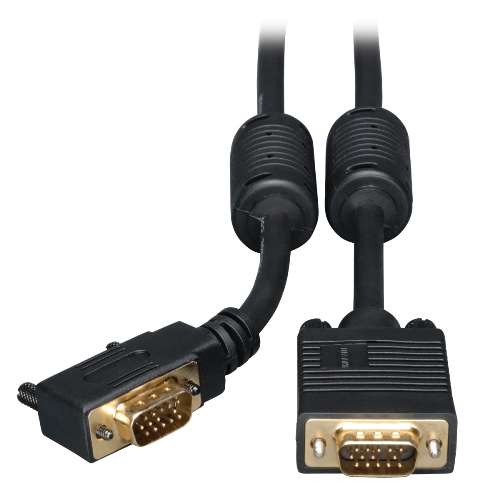 "VGA Coax Right-Angle Monitor Cable, High Resolution Cable with RGB Coax (HD15 M/M), 3-ft." (tripp_P502-003-RA)