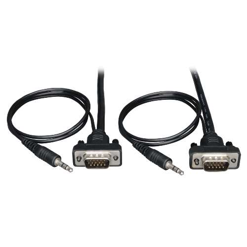 "Low-Profile High Resolution SVGA/VGA Monitor Cable with Audio and RGB Coax (HD15 M/M), 3-ft." (tripp_P504-003-SM)