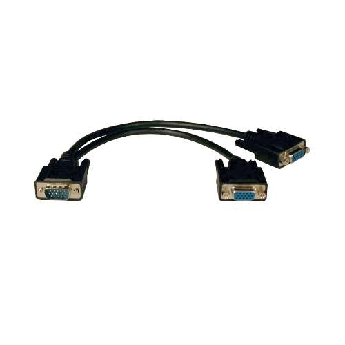 "VGA Monitor Y Splitter Cable, High Resolution (HD15 M to 2x HD15 F), 1-ft." (tripp_P516-001-HR)