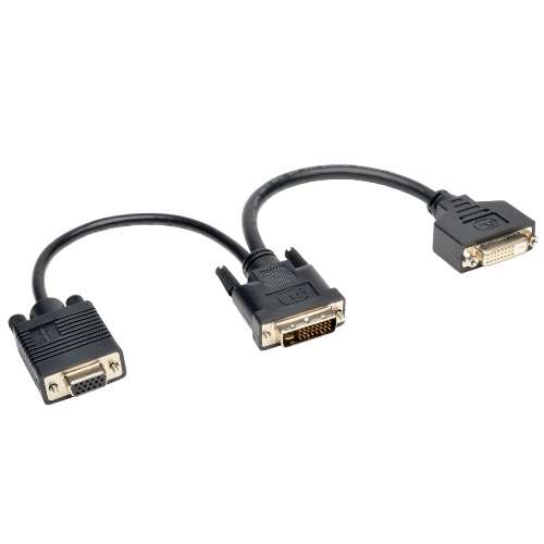 "DVI Y Splitter Cable, Digital and VGA Monitors (DVI-I M to DVI-D F and HD15 F) 6-in." (tripp_P564-06N-DV)