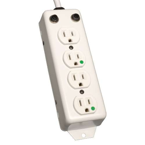 "For Patient-Care Vicinity: UL1363A Medical-Grade Power Strip with 4 Hospital-Grade Outlets, 2-ft. Cord" (tripp_PS-402-HG-OEM)