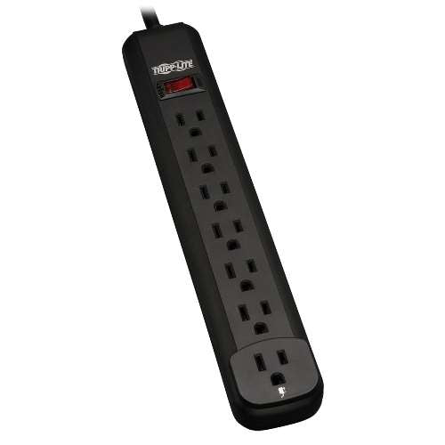 "Power It! 7-Outlet Power Strip, 12-ft Cord, Diagnostic LED, Black Housing" (tripp_PS712B)