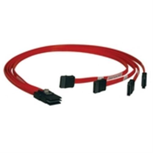 "Internal SAS Cable, 4-Lane mini-SAS (SFF-8087) to 4xSatA 7pin, 3-ft. (1M)" (tripp_S508-003)