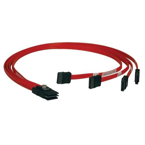 "Internal SAS Cable, 4-Lane mini-SAS (SFF-8087) to 4xSatA 7pin, 18-in. (0.5M)" (tripp_S508-18N)