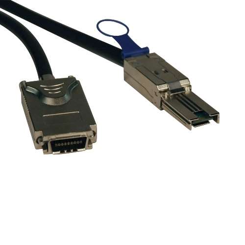 "External SAS Cable, 4 Lane - mini-SAS (SFF-8088) to 4xInfiniband (SFF-8470), 1M (3-ft.)" (tripp_S520-01M)